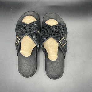 Vionic Sz 9 Dorie Black Snake Print Comfort Sandals